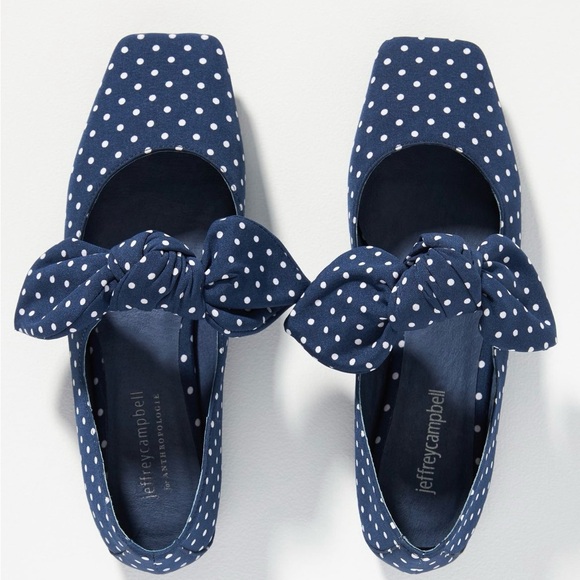 Jeffrey Campbell Shoes - Jeffrey Campbell Navy Polka Dot Bow Flats